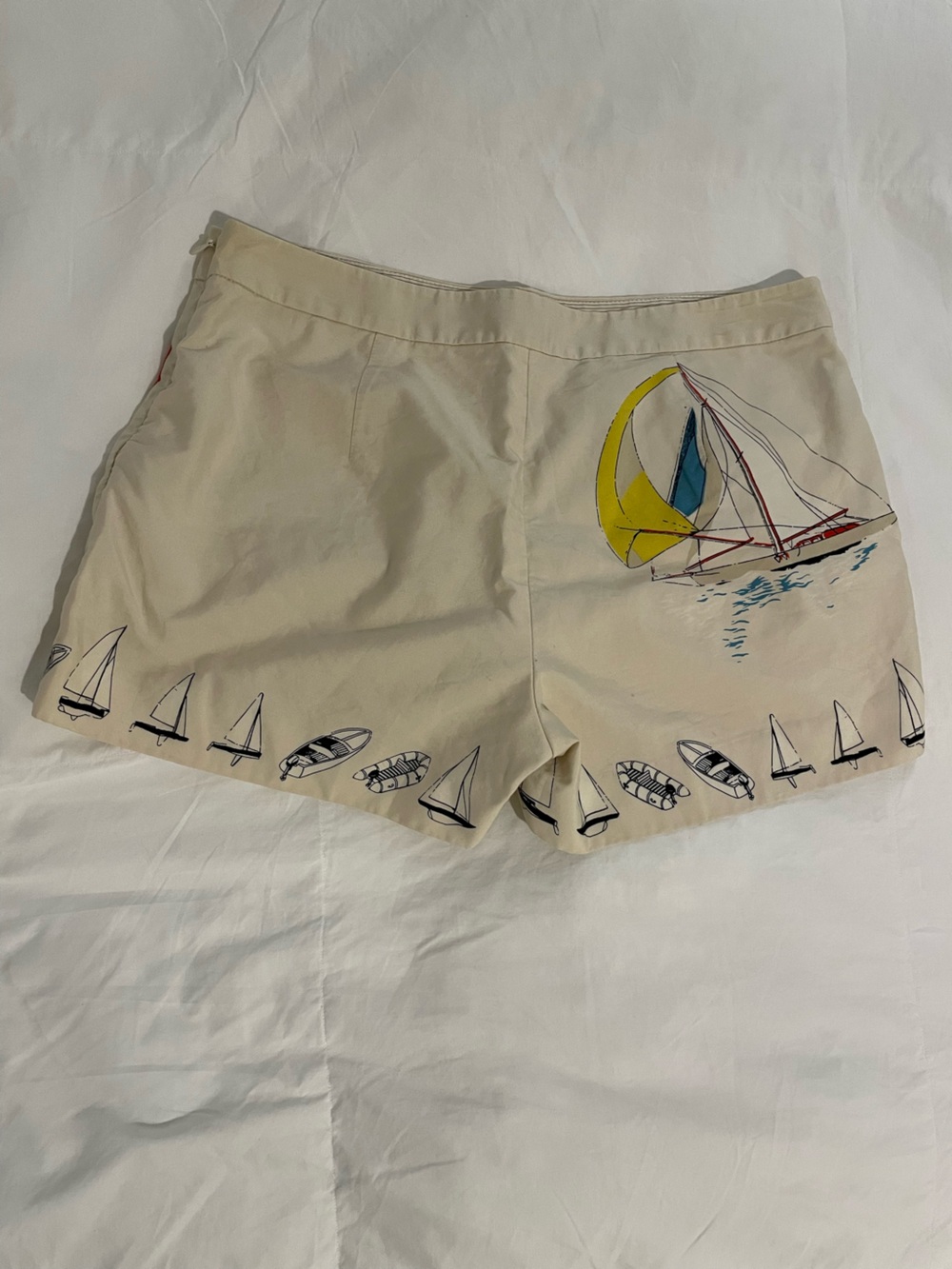 J. Crew Cream Sailboat Print Shorts with Red Accent - Picture 4 of 4